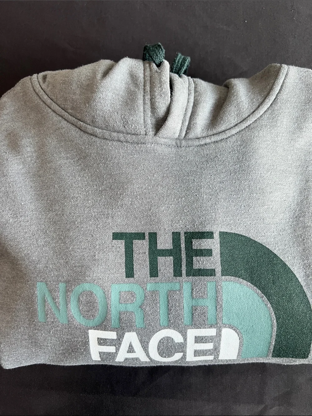 The North Face Gray Hoodie with Teal Logo